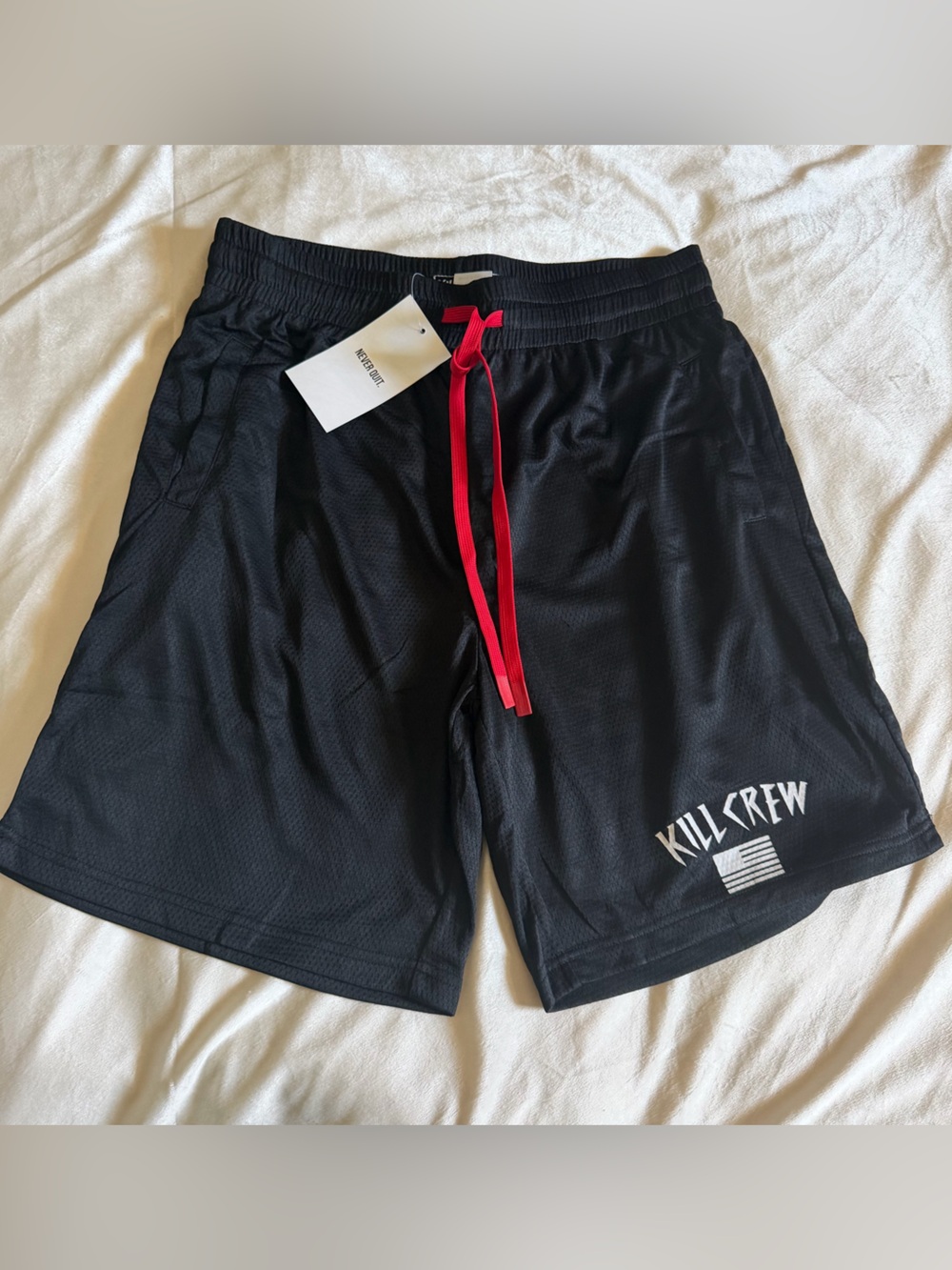 Kill Crew Black Mesh Shorts with Red Drawcord